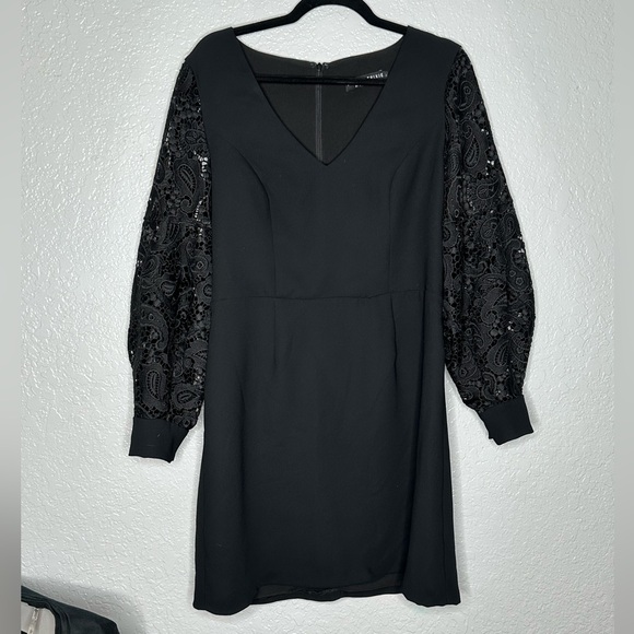 Alice & Trixie Black Dress with Lace Sleeves - Picture 2 of 13